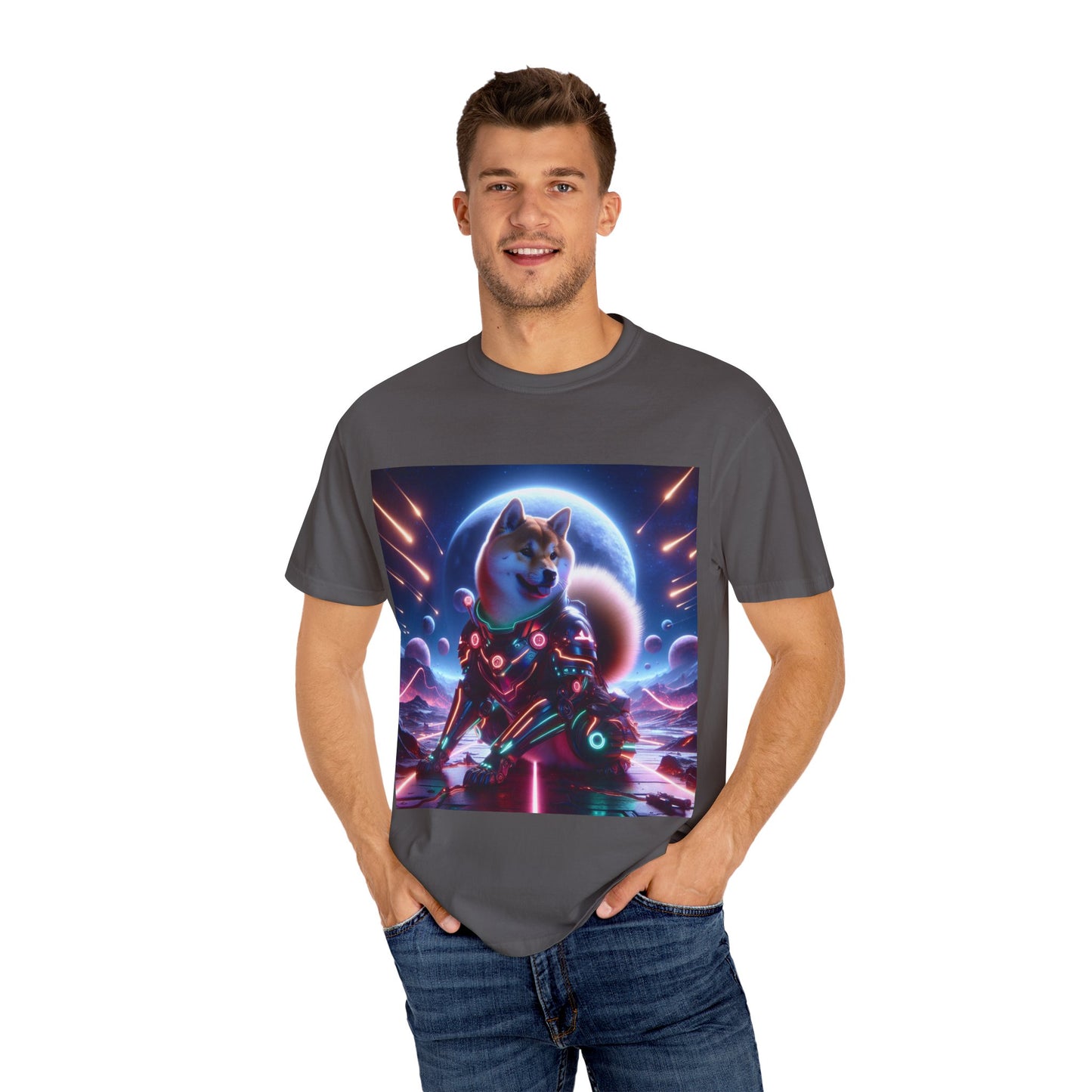 Cyber Knight Shiba Inu Moon T-Shirt - MeMe