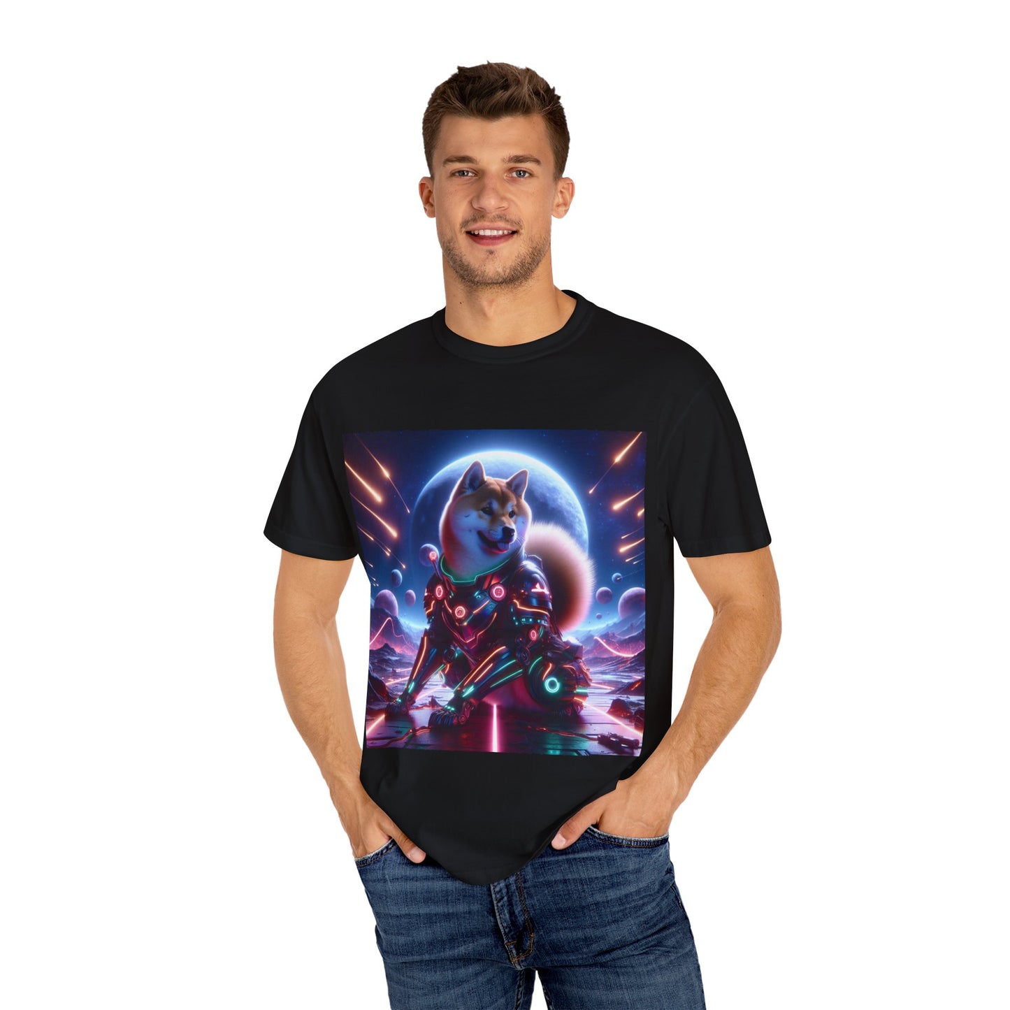 Cyber Knight Shiba Inu Moon T-Shirt - MeMe